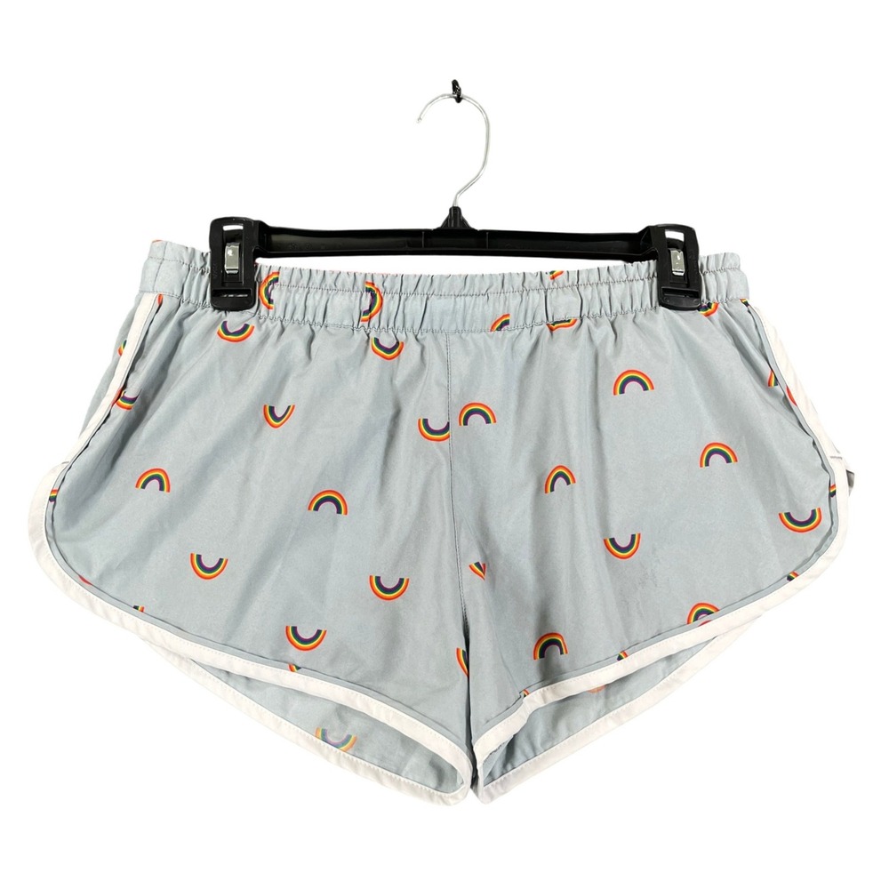 Rabbit Running Shorts Women M Rainbow Print Love All Waistband Athletic Training